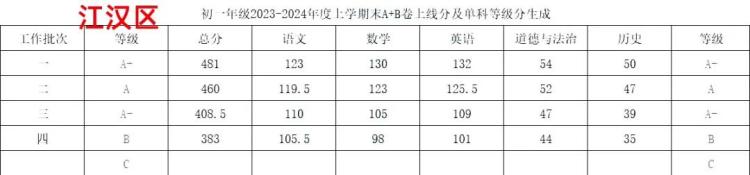 硚口、经开、江汉、汉阳、东湖高新等区2024期末考试成绩划线出炉！